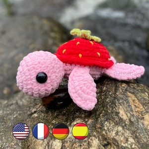 Strawberry Turtle Crochet Pattern, Crochet Patern Turtle, PDF Download, Amigurumi Turtle Pattern, Beginner Friendly, Crochet Stuffed Animal