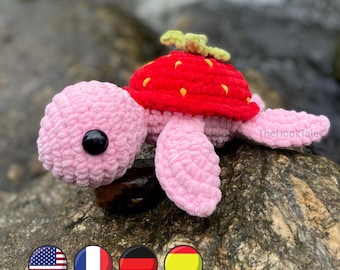 Strawberry Turtle Crochet Pattern, Crochet Patern Turtle, PDF Download, Amigurumi Turtle Pattern, Beginner Friendly, Crochet Stuffed Animal