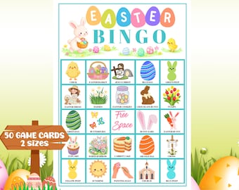 Osterbingo | 50 Spielkarten, 40 Visitenkarten (Instant Download)