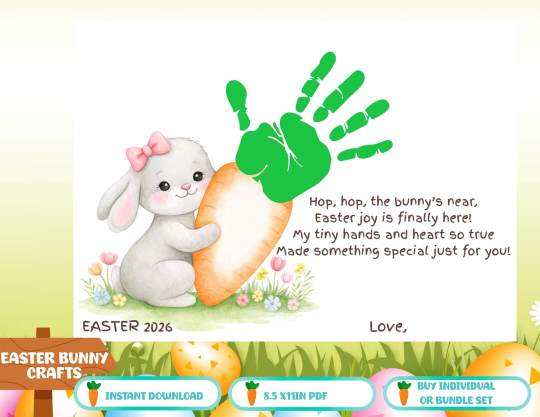 Easter Bunny Handprint Craft I Easter Keepsake Printable - Etsy