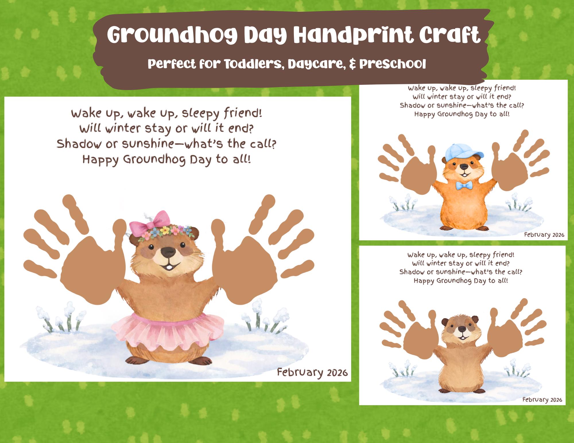 43 Must-Make February Crafts for Kids for Beating Boredom 16 Groundhog Day Handprint Craft Set of 3, February Keepsake (Printable…