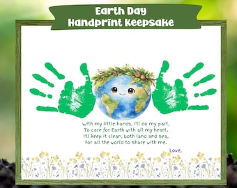 Souvenir artisanal du Jour de la Terre avec empreinte de main (téléchargement numérique)