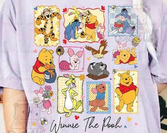 Comfort Colors® Retro Disney Pooh Bear and Friends Signature Shirt, Disneyland Family Trip Matching Tee, Vintage Disney Winnie The Pooh Tee