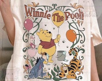 Comfort Colors® Retro Disney Pooh Bear and Friends Signature Shirt, Disneyland Family Trip Matching Tee, Vintage Disney Winnie The Pooh Tee