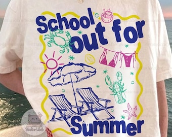 Comfort Colors® Last Day of School Shirt, School’s Out for Summer Shirt, Neon Retro Teacher Shirt, Summer Break Teachers Tee,  Teacher Gifts