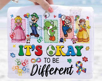 Comfort Color® Its OK to Be Different Super Bros Autism Awareness Rainbow Tee, Autism Mom Gift, Game Mario April Autism Awareness Month Tee