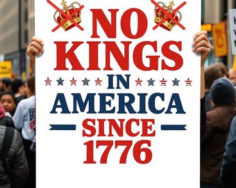 No Kings in America Protest Poster: Patriotic Wall Art (Digital Download)