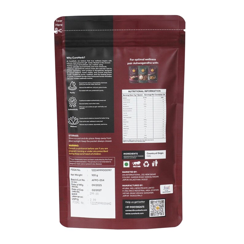 Organic Ashwagandha Root Powder – Ayurvedic Indian Ginseng, 100g image 2