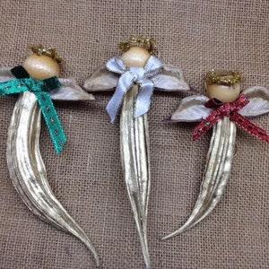 Okra Angels Set, Set of 3 Angels, Southern Nature, Natural Okra Pods, Made in the South, Southern Decor, Christmas, Farmhouse, Cottagecore