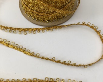 Metallic Braid, Gold, 3/8 inch, picot edge, bright gold metallic braid by the yard