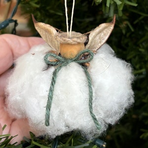 Cotton Angel, Natural materials, Jute halo and hanger, Jute bow, Cotton gift, Gift for him, Handmade, Handmade with natural materials