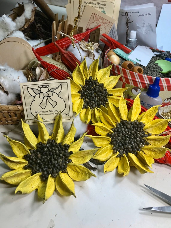 Spring Sunflower set, Small, 3 Sunflower ornaments, 3 inch Yellow flower, Spring ornament, Easter gift, Kansas