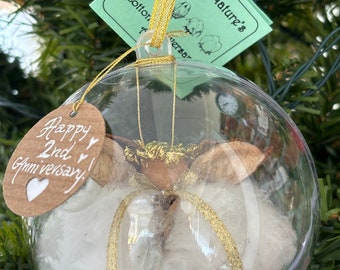 Cotton Anniversary Angel Bubble, Anniversary Ornament, Second Anniversary, Anniversary gift for her, Handmade Cotton Gift, Angel gift