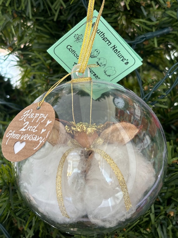 Cotton Anniversary Angel Bubble, Anniversary Ornament, Second Anniversary, Anniversary gift for her, Handmade Cotton Gift, Angel