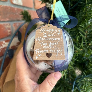 Personalized 2nd Anniversary Ornament with Happy 2nd Anniversary Tag, Second Anniversary, Wedding gift, Christmas gift, Cotton gift for him