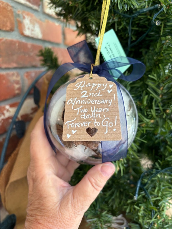 Personalized 2nd Anniversary Ornament with Happy 2nd Anniversary Tag, Second Anniversary, Wedding gift, Christmas gift, Cotton gift for him