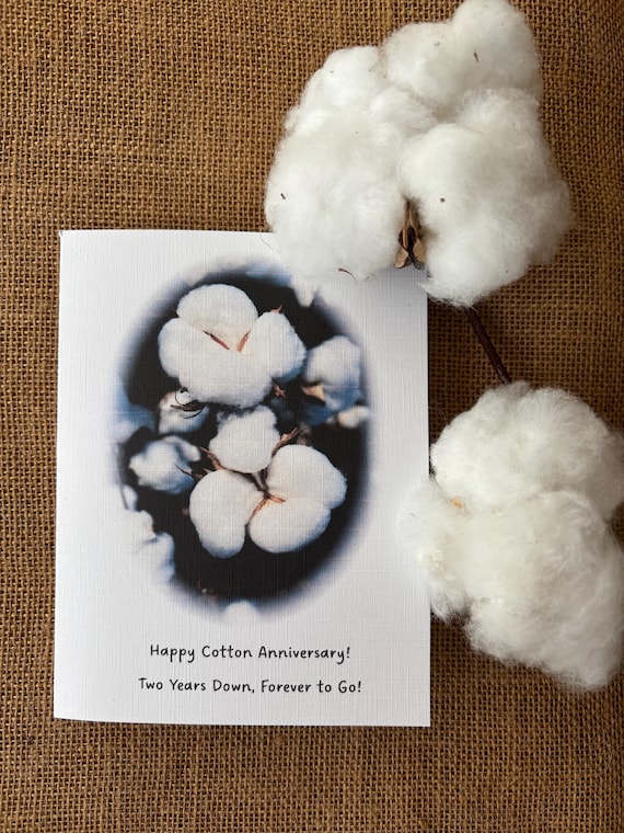 Cotton Boll Anniversary Card, Second Anniversary Card, Anniversary Card, Gift for Her, Cotton Anniversary