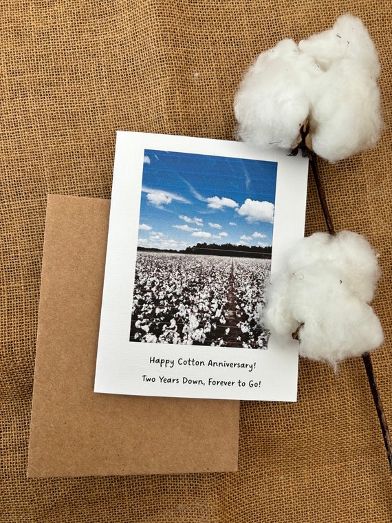 Custom Cotton Anniversary Card, Second Anniversary Card, Cotton Field, Cotton Anniversary, Wedding, Gift for him, Gift for her, Personalize