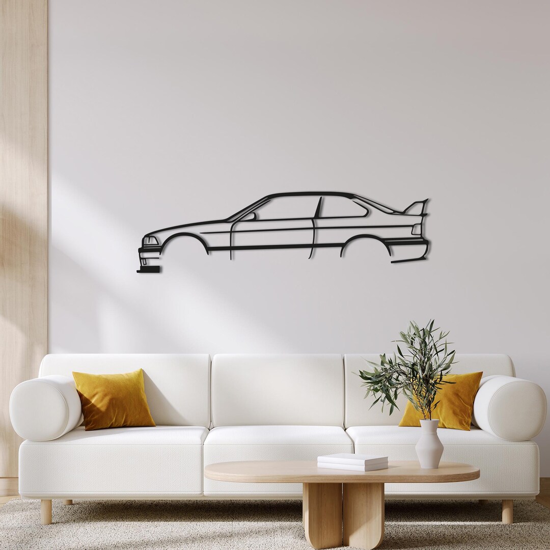BMW E36 M3 Metal Car Silhouette Wall Art: Steel Tuner Decor - Etsy