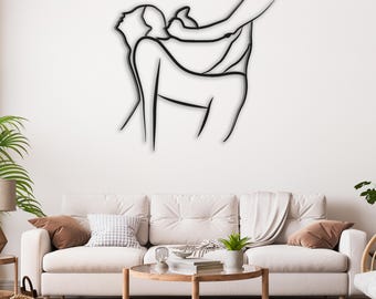 Silhouette di coppia intima, decorazione da parete in metallo per il bagno – Decorazione moderna