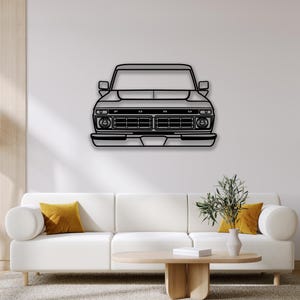 Arte de parede de metal com caminhonete vintage: decoração de garagem