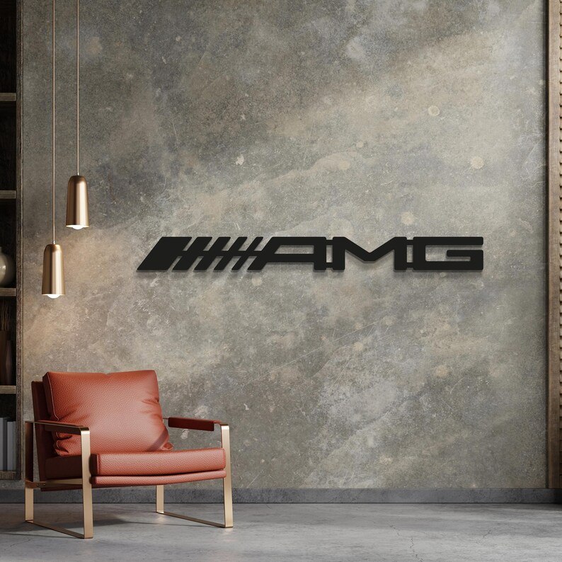 Mercedes AMG Metal Wall Art: Black Steel Car Logo, Garage Decor - Etsy