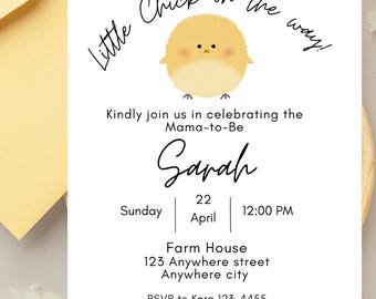 Little Chick on the Way Baby Shower Invitation – Editable Template