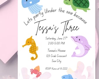 Under the Sea Birthday Party Invitation – Editable Template