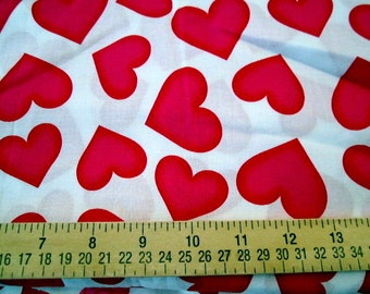 Simply Hearts Deep Reddish Pink Hearts on White lightweight cotton fabric by Springs Creative- OOP - valentines