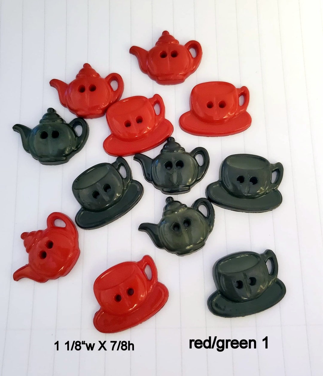 Teapot and Teacup Themed Plastic Buttons and Embellishments by Etsy
