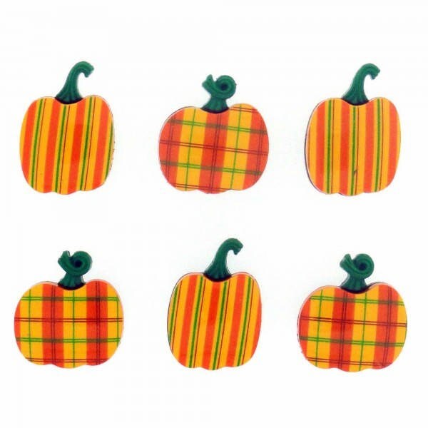 Autumn themed Plaid Pumpkins shank back Dress It Up Embellishments by Jesse James Dress It Up Buttons- embellishments, scrapbooking