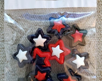 Patriotic theme Buttons - CHOOSE from 4 different pack styles - shank and flatback by Jesse James Buttons- scrapbooking, stars, flags