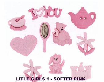 What Little Girls Want Pink or Ballerina shank/flatback style buttons from Dress It Up by Jesse James Button Co - embellishment, scrapbook