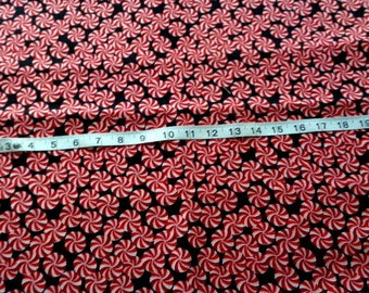 Peppermints on Black cotton fabric from JoAnns fabrics - 33x44 inch piece