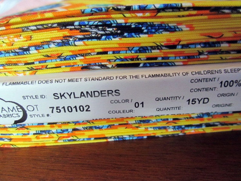 gaming, video game fabric Skylanders Characters Full Boom Ahead Sunshine premium cotton fabric from Camelot Cottons