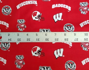 University of Wisconsin Badgers print NCAA licensed fabric by Sykel Enterprises-collegiate,Bucky Badger, apparel, quilting - By The Yard