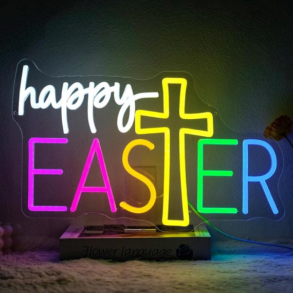 Happy Easter LED Neon Sign, Spring Party Decor