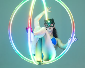 LED Lyra Sphere Collapsible Aerial Hoop, for X-stage | Light Up LED Aerial Hoop | Circus Prop | Collapsible Lyra with Bluetooth LED Control