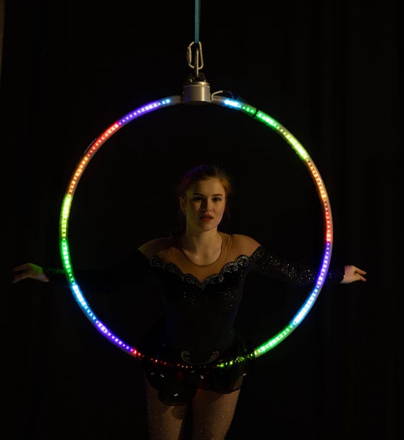 LED Aerial Lyra for X Stage 45mm/aerial use – Light-Up Collapsible Aerial Hoop, Circus Lyra | Glowing Aerial Ring for Performances & Dance