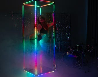LED cuboid Collapsible for aerial | Light Up LED Aerial Hoop | Circus Prop |Bluetooth LED Control