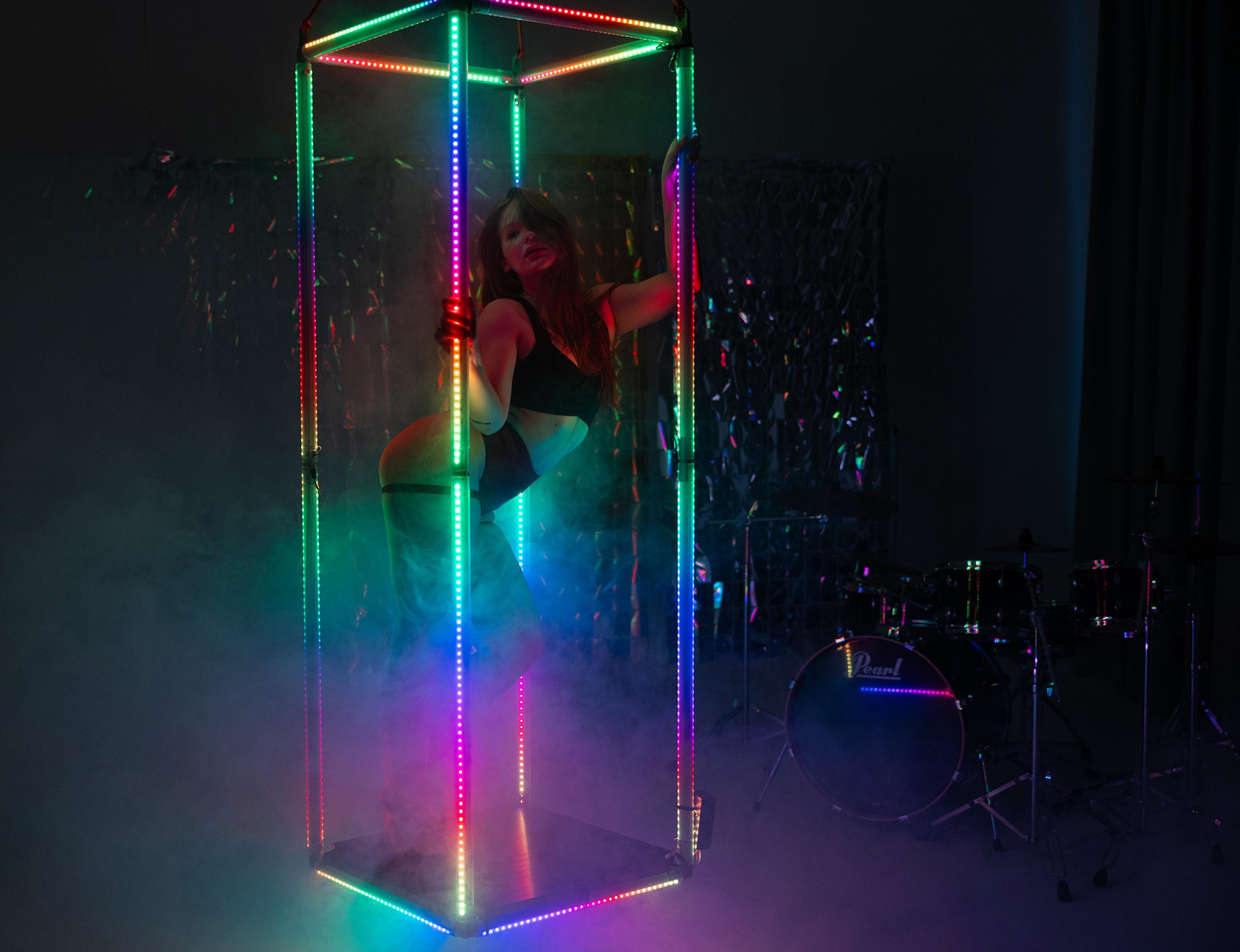 Rectangular Cuboid Led LED Cuboid Collapsible for Aerial | Light up LED Aerial Hoop | Circus ...