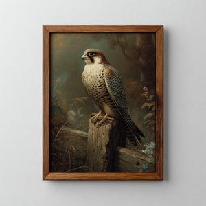 Kestrel Oil Painting, Kestrel Art Digital Download, Kestrel Print, Vintage Oil Painting, Bird of Prey Painting, Kestrel PDF, Kestrel Art