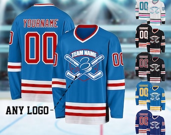 Custom Ice Hockey Jersey for Men Women Youth, Sweatshirt Personalized Name Number, Hockey Shirts Sports Uniform for Hockey Fans Gift