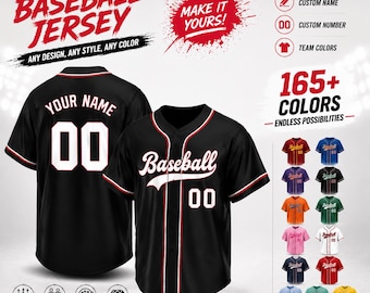 Personalized Baseball Shirts Custom Embroidery/Printing Name Number Logo Team Baseball Jersey for Men Women Kids Toddler Fans