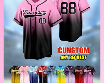 Custom Gradient Baseball Jersey, Personalized Team Uniform Gradient Two-Tone Shirt Sports Fan Gift for Men Women Youth Kid Game Day Apparel
