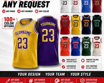 Custom Basketball Jersey, Personalized Embroidered Name/Number/Logo Basketball Mesh Tank, Team Basketball Jerseys for Aldult/Youth/Toddler
