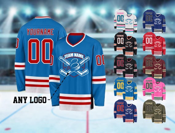 Custom Ice Hockey Jersey for Men Women Youth, Sweatshirt Personalized Name Number, Hockey Shirts Sports Uniform for Hockey Fans Gift
