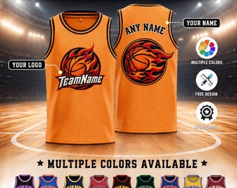 Custom Stitched Basketball Jersey, Embroidered Team Jersey with Logo Name & Number, Adult Youth Basketball Uniform