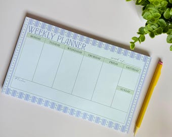 Undated Weekly Planner Notepad 10x6 | 50-Page Tear-Off Desk Organizer | Minimalist Productivity Stationery Pad