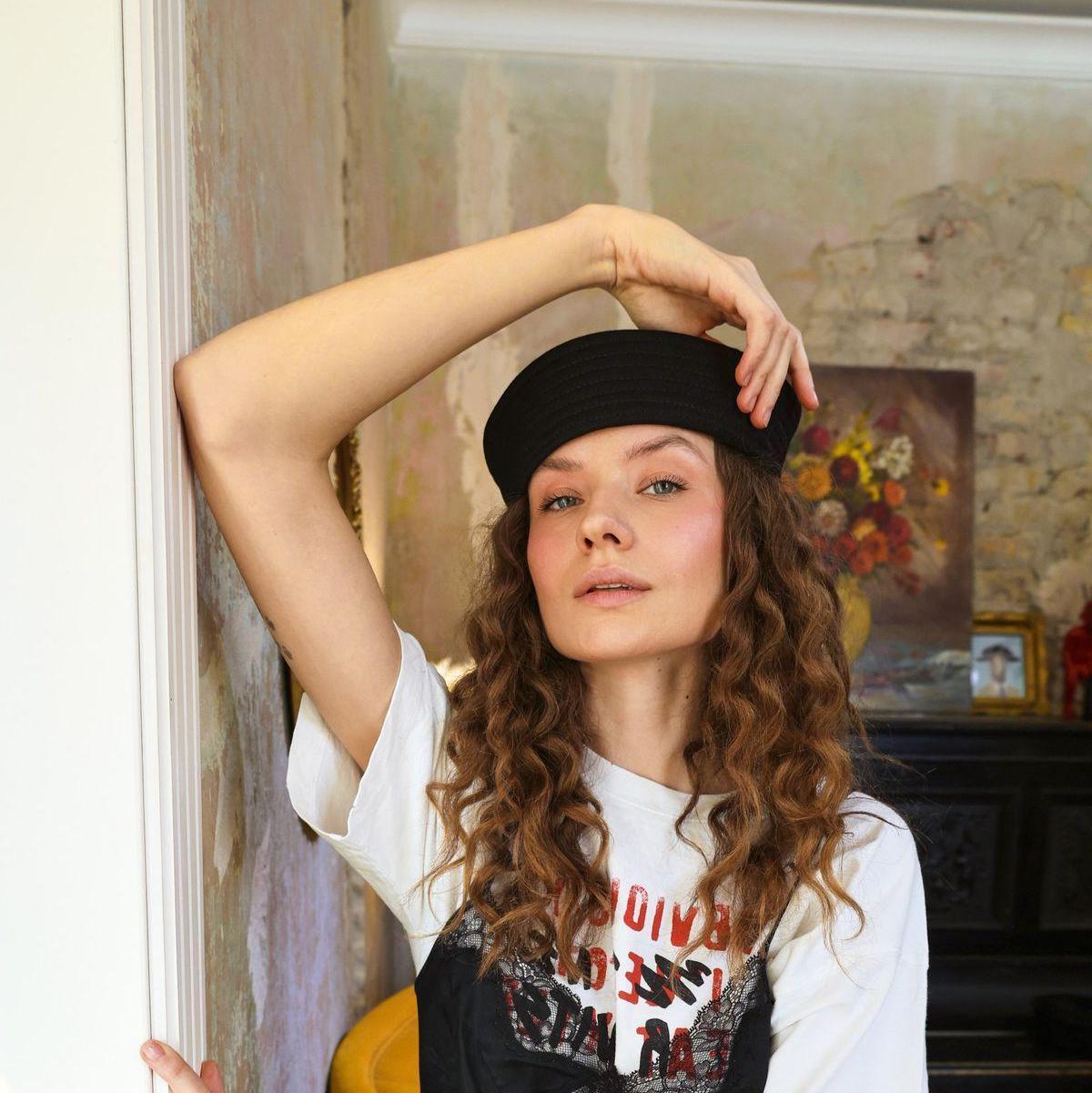 Cotton Sailor Hat for Spring Summer - Black Sailor Cap for Women